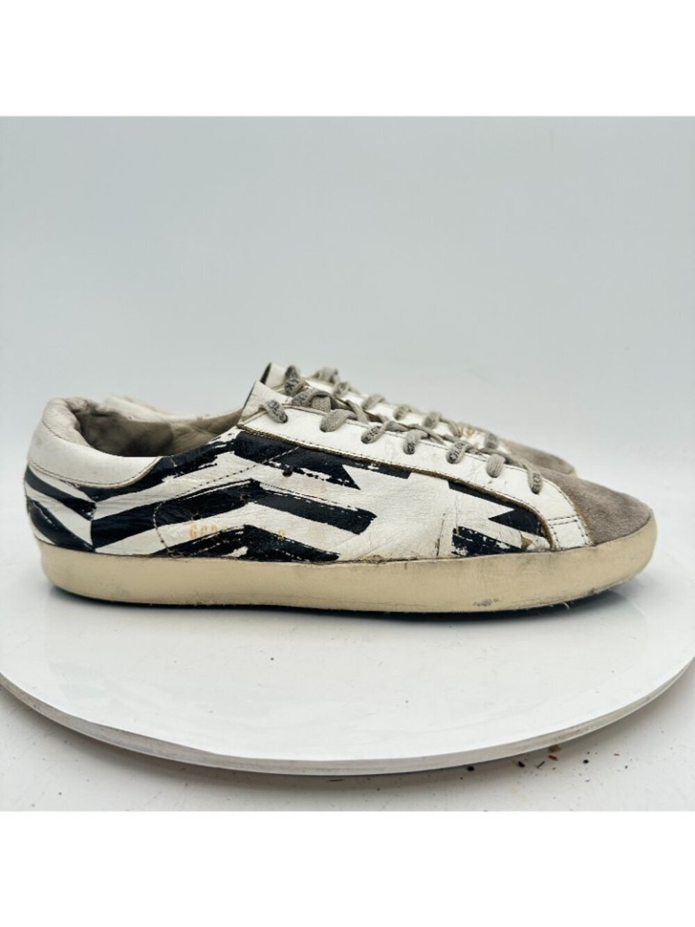 Golden Goose Men Size EU 40 US 7 White Black Leather Suede Low Top Casual Shoes - Picture 4 of 11